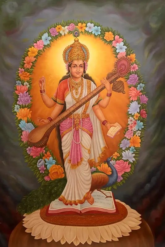 exotic india Academic and Divine Knowledge: A Floral Offering 