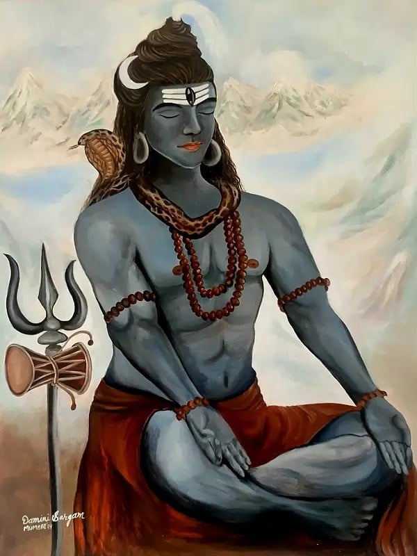 exotic india Adiyogi Shiv In Meditation | Acrylic On Canvas | By Damini Sargam 