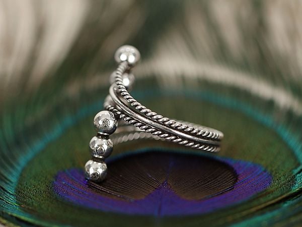 Exotic India Adjustable Beads Ring | Sterling Silver Rings 