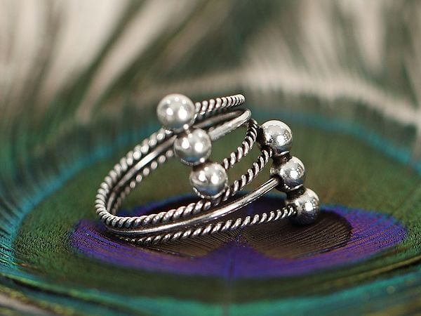 Exotic India Adjustable Beads Ring | Sterling Silver Rings 