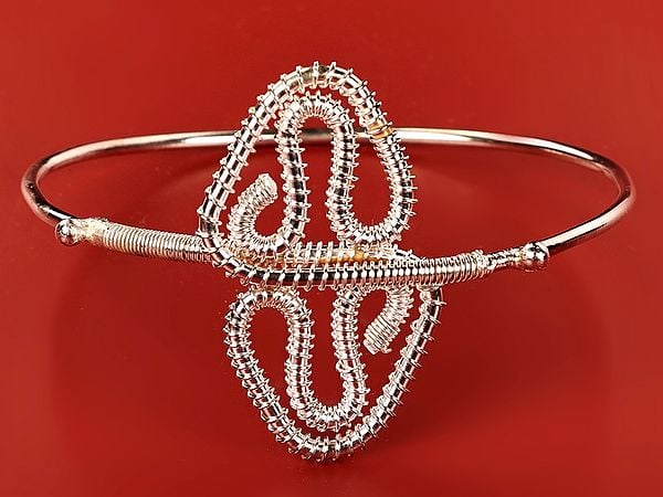 exotic india Adjustable Curvaceous Triangle Design White Metal Bracelet | White Metal Jewelry