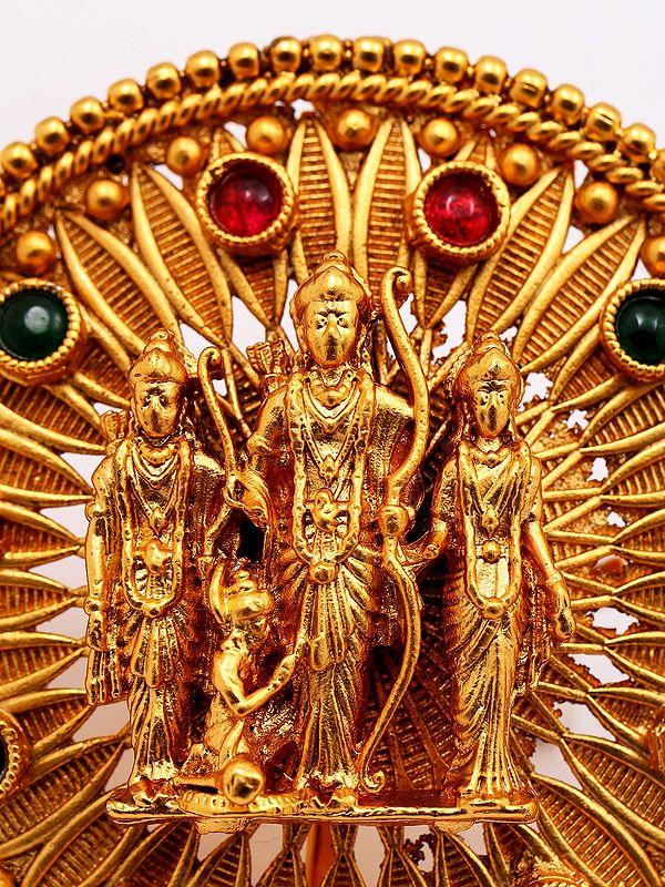 Exotic India Adjustable Stone Studded Ram Darbar Round Shape Ring 