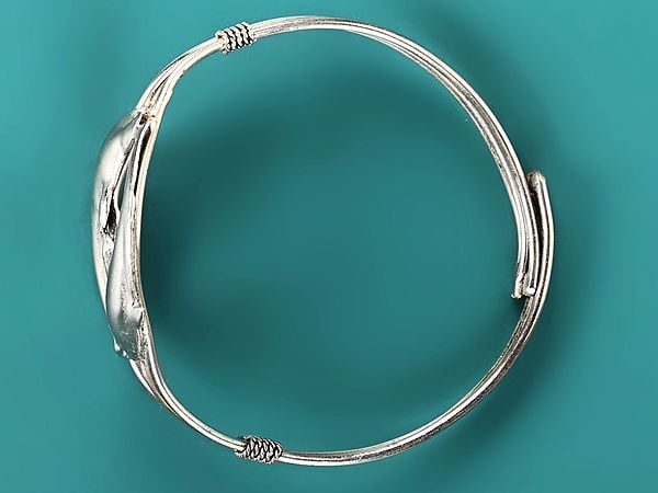 Exotic India Adjustable Twin Dolphin Upper Arm Bracelet | White Metal Jewelry 
