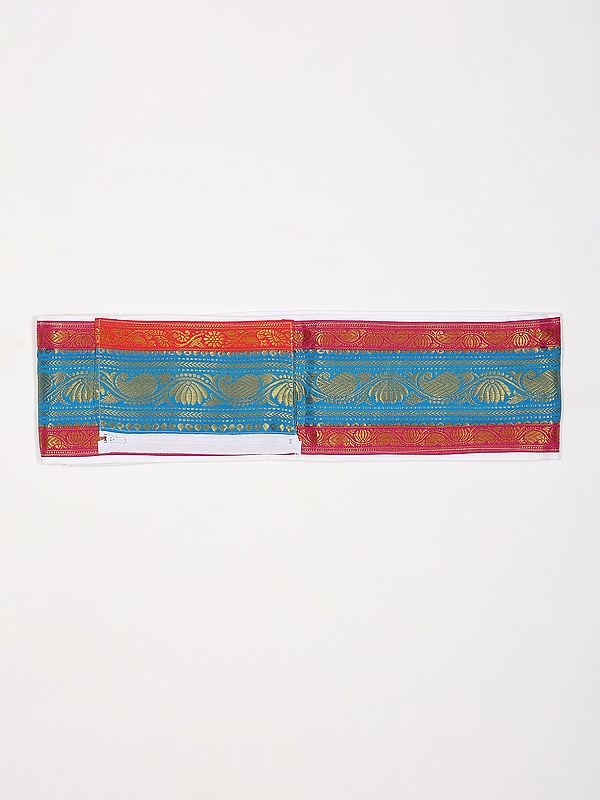 exotic india Adjustable Velcro Closure Dhoti Belt with Zip Pouch/Pocket and Zari Woven Paisley Vine 