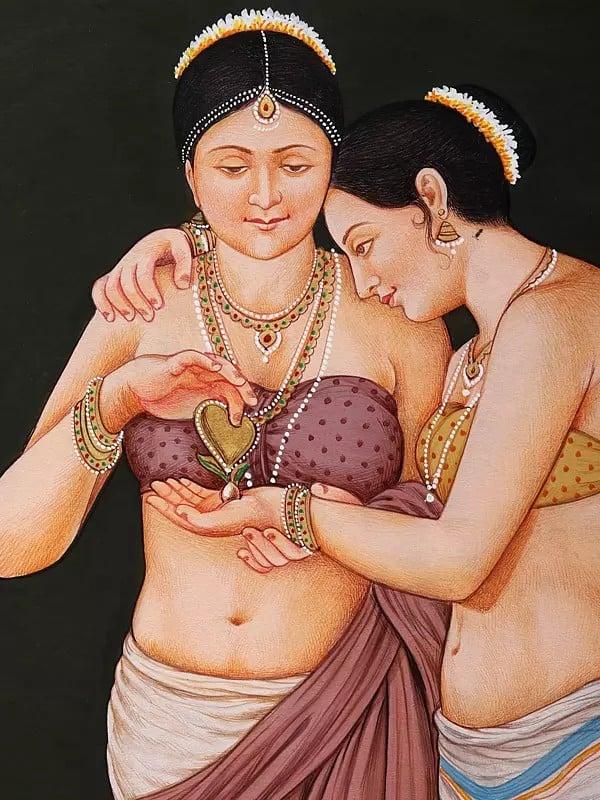 Exotic India Admiring Her Necklace | Watercolor Painting 