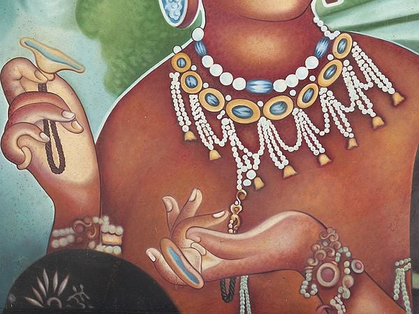 Exotic India Ajanta Lady Framed Oil Painting | Oil On Canvas 