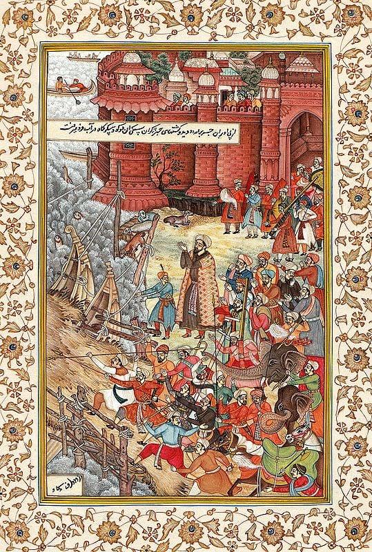 exotic india Akbar Restrains Hawaai and Enraged Elephant and Spectators 