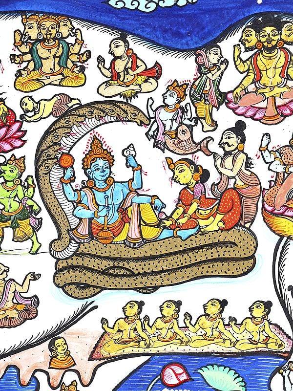 Exotic India All Gods And Goddesses Inside The Cow | Kamadhenu | Pattachitra Painting