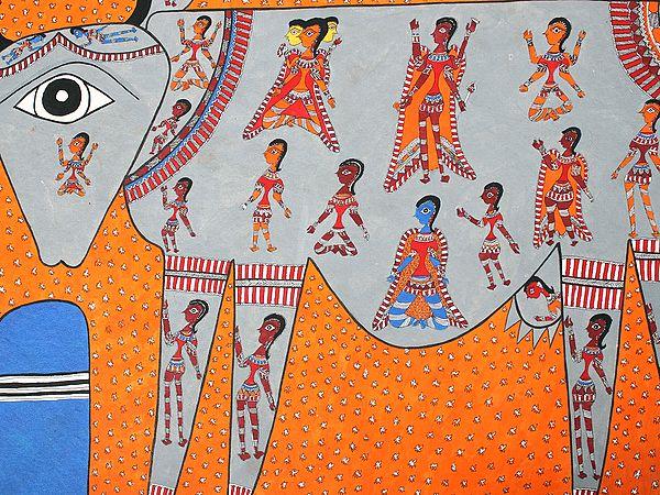 Exotic India All Gods Live Inside Goddess Kamdhenu Madhubani Painting