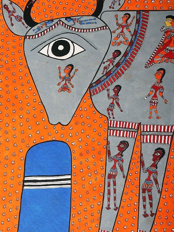 Exotic India All Gods Live Inside Goddess Kamdhenu Madhubani Painting