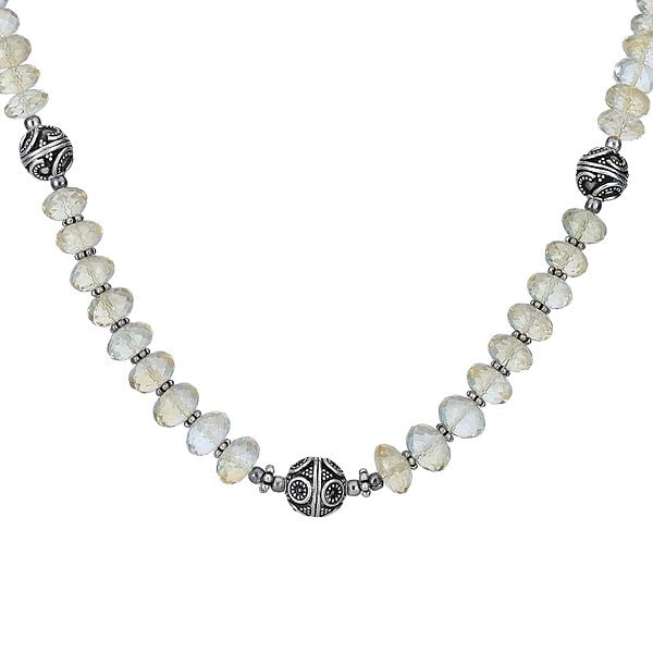 Exotic India Alternate Citrine And Sterling Silver Stone Necklace