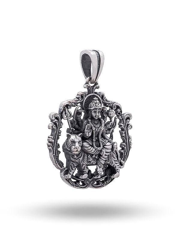 Exotic India Ambe Maa (Goddess Durga) Antique Finish Pendant 