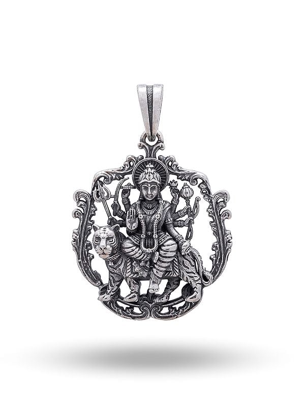 exotic india Ambe Maa (Goddess Durga) Antique Finish Pendant 