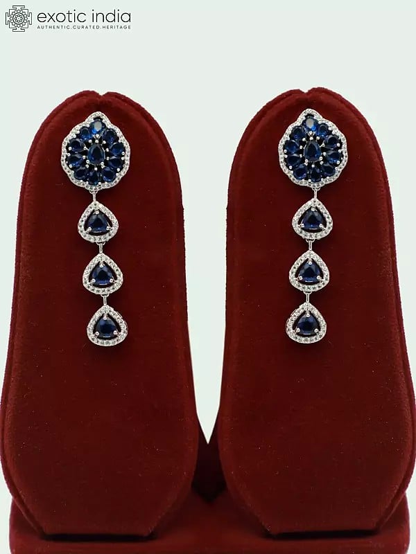 Exotic India American Diamond Elegant Stone Studded Necklace With Matching Earrings