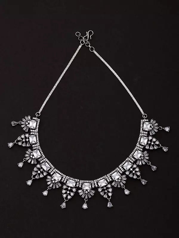 Exotic India American Diamond Necklace And Earrings Set 