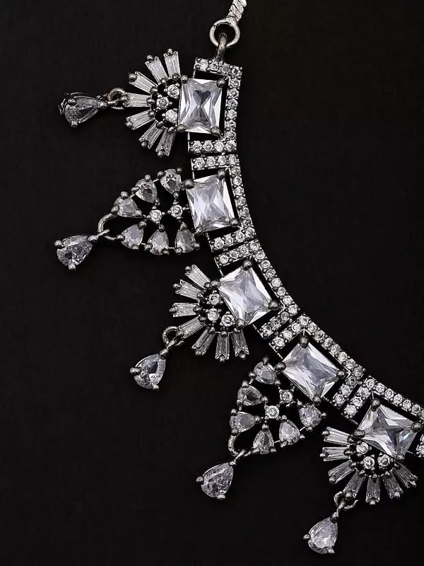 Exotic India American Diamond Necklace And Earrings Set 