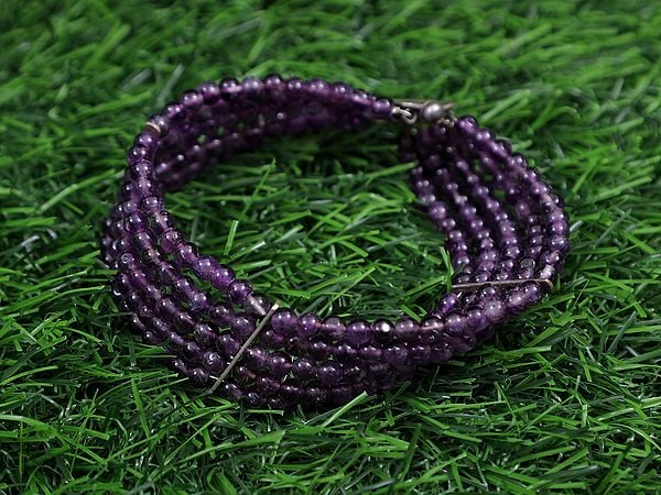 Exotic India Amethyst Beaded Bracelet | Sterling Silver Bracelets 