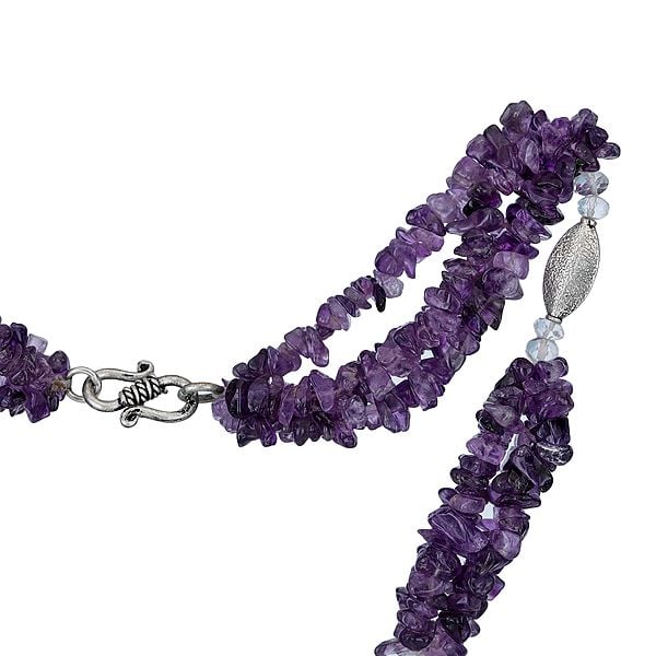 Exotic India Amethyst Necklace With Sterling Silver Beads