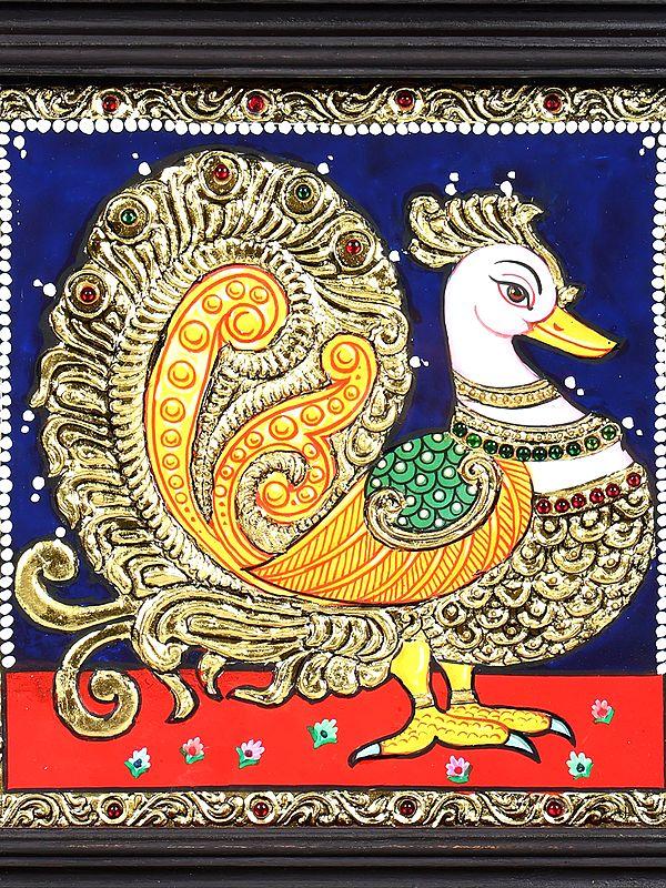 Exotic India Annam | 24 Karat Gold Work | Framed Tanjore Painting 