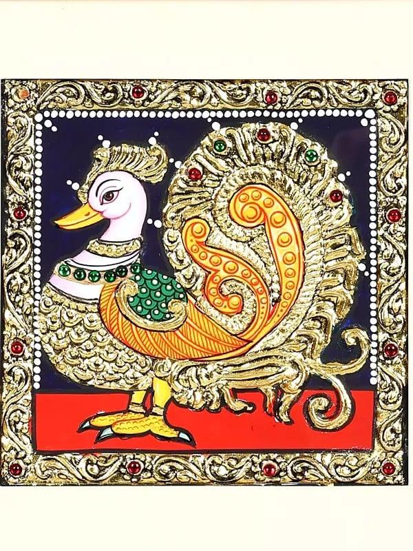 Exotic India Annam | 24 Karat Gold Work | Framed Tanjore Painting