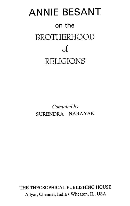 Exotic India Annie Besant On The Brotherhood Of Religions 