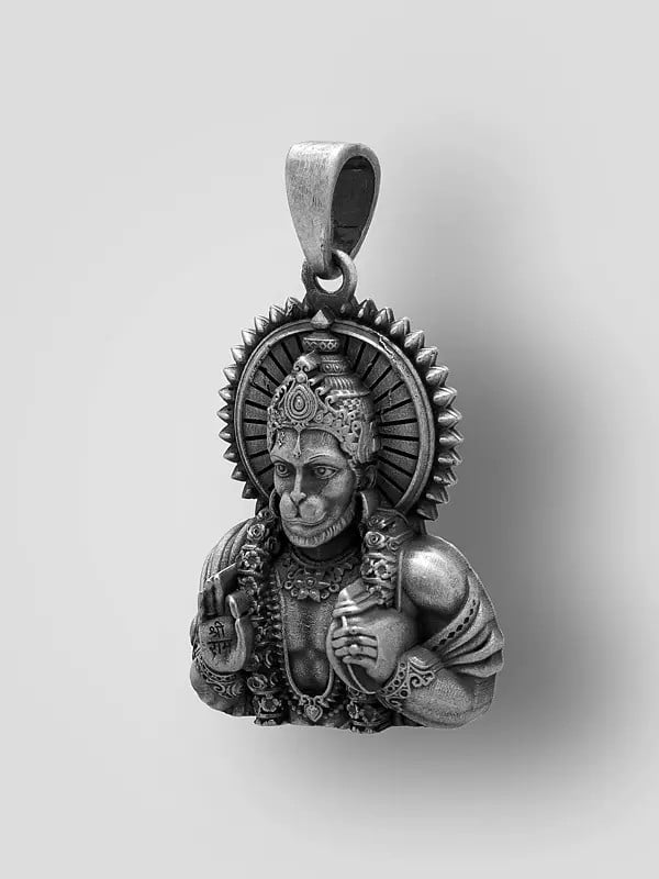 Exotic India Antique Finish Blessing Lord Hanuman Pendant 