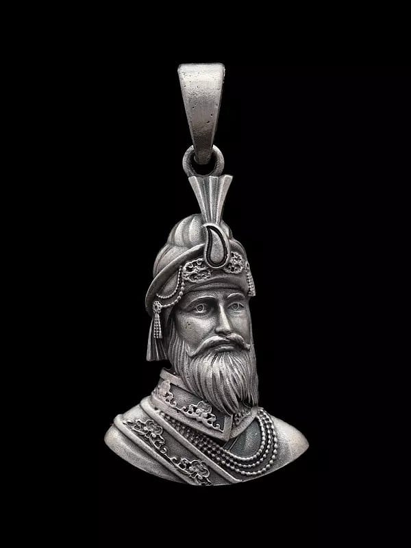 exotic india Antique Finish Chhatrapati Shivaji Maharaj Pendant 