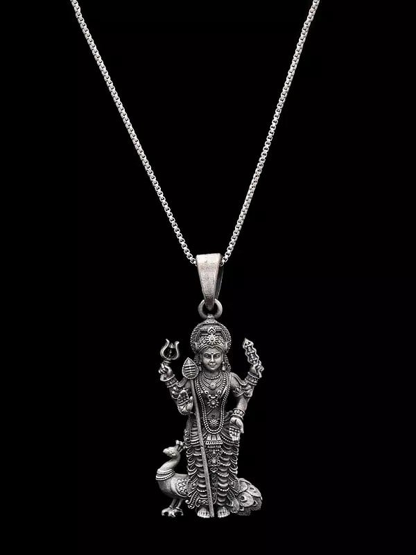 Exotic India Antique Finish Lord Kartikeya (Murugan) Pendant 