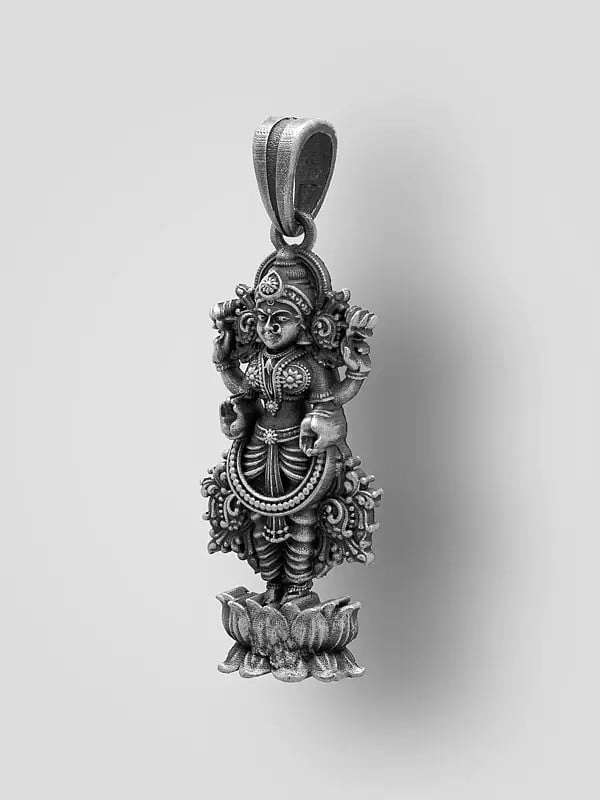 Exotic India Antique Finish Standing Goddess Lakshmi Pendant 