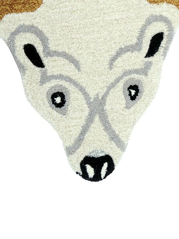 Exotic India Antique-White Polar Bear Wool Yogic Asana Mat From Mirzapur 