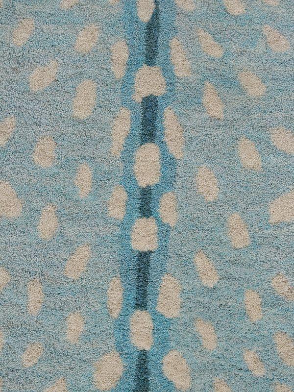 Exotic India Aqua Blue Mouse Hand-tufted Skin Shape Wool Rug Area Rug 