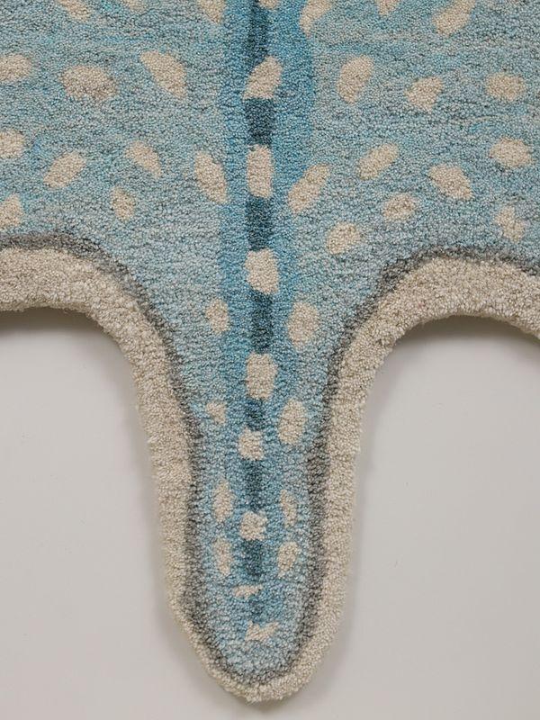 Exotic India Aqua Blue Mouse Hand-tufted Skin Shape Wool Rug Area Rug 