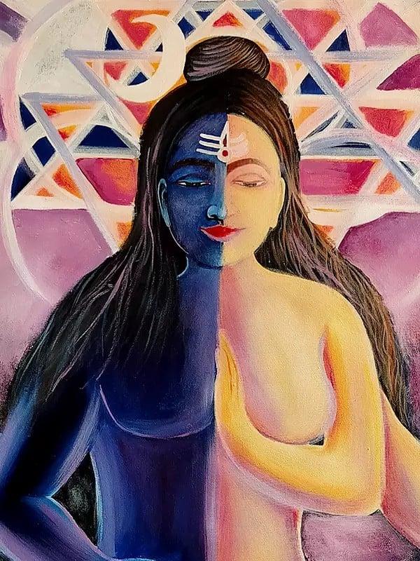 Exotic India Ardh-Nareshwar | Acrylic On Canvas | By Damini Sargam 