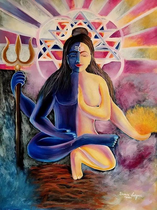 exotic india Ardh-Nareshwar | Acrylic On Canvas | By Damini Sargam 