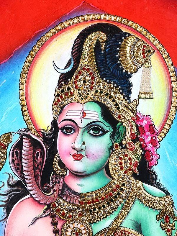 Exotic India Ardhanarishvara (Shiva-Shakti) | 24 Karat Gold Work | Award Winning Tanjore Painting 