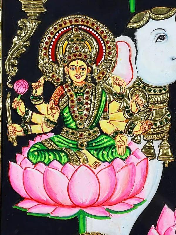 Exotic India Ashtalakshmi - Eight Forms Of Goddess Lakshmi | 24 Karat Gold Work | Framed Tanjore Painting