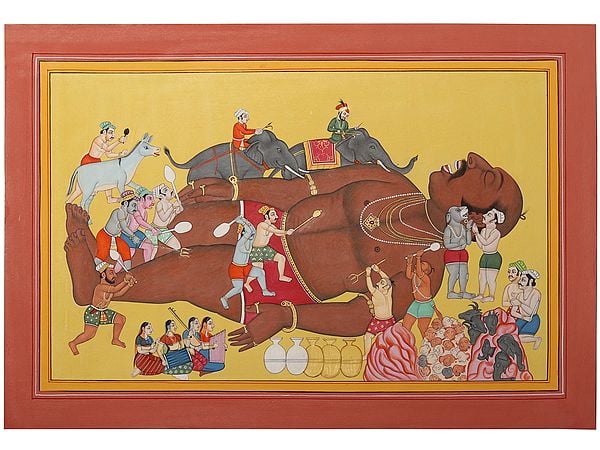 exotic india Attendants Waking Kumbhakarana Ravana’s Younger Brother 