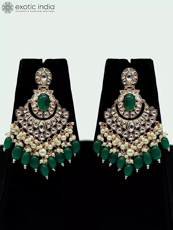 Exotic India Attractive Beaded And Stone Studded Choker Necklace With Matching Earrings And Mangtika