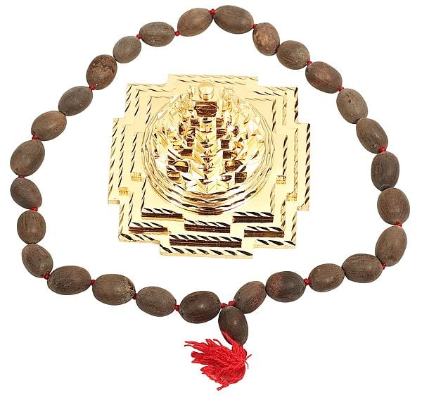 Exotic India Auspicious Shri Yantra With Beads Japa Mala
