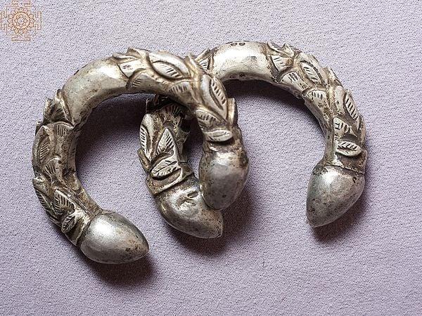 Exotic India Authentic Silver Nepalese Anklet (Set Of 2) From Nepal