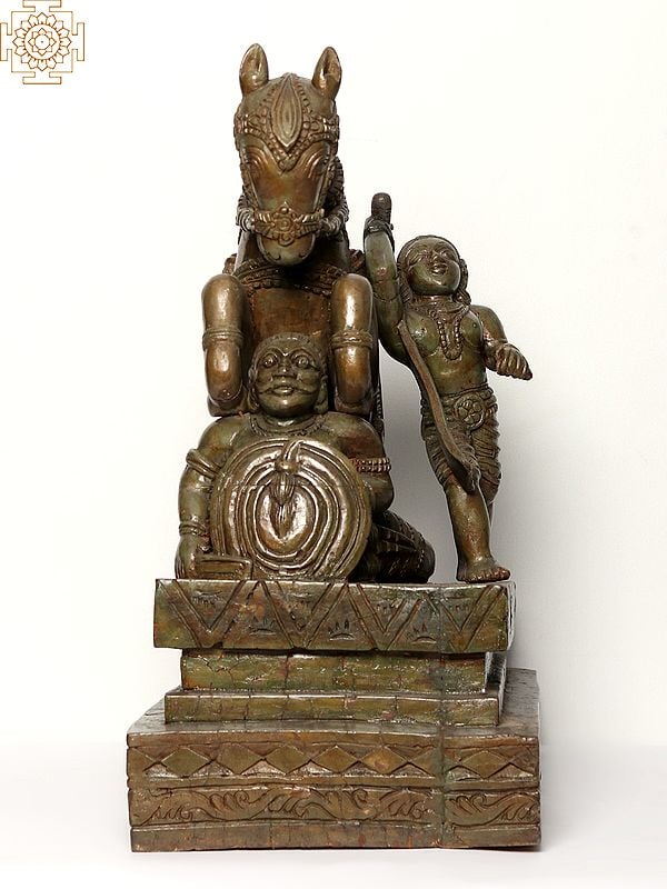 Exotic India Ayyanar's Horse | Tamil Guardian Deity | Wood Statue 