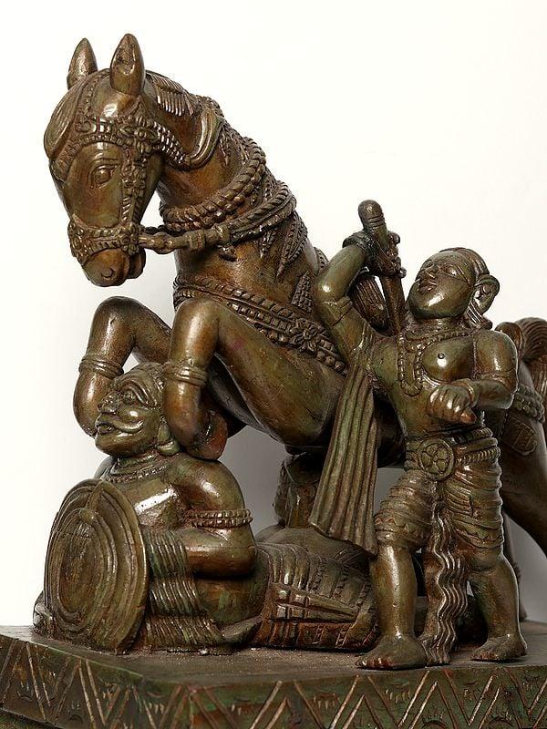 Exotic India Ayyanar's Horse | Tamil Guardian Deity | Wood Statue 