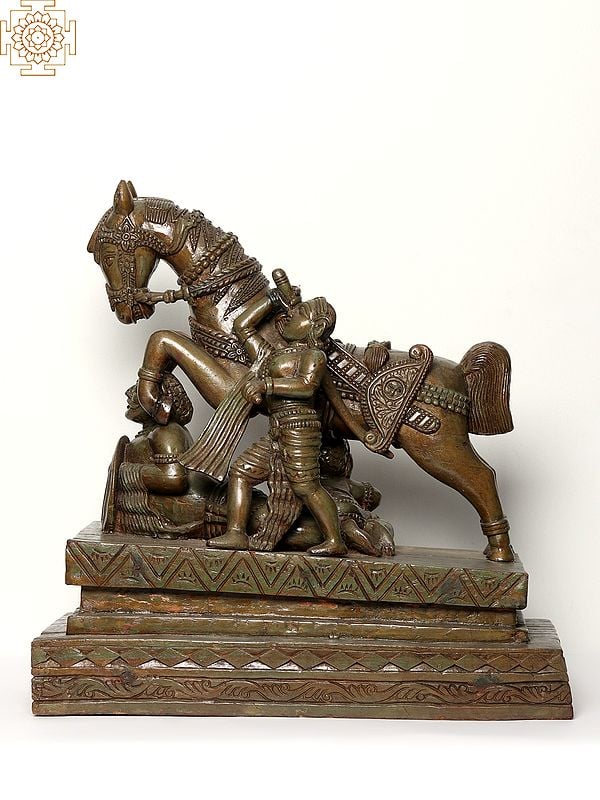 Exotic India Ayyanar's Horse | Tamil Guardian Deity | Wood Statue 