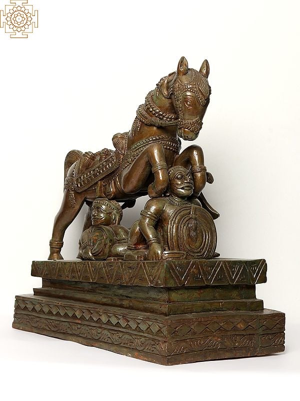 exotic india Ayyanar's Horse | Tamil Guardian Deity | Wood Statue 