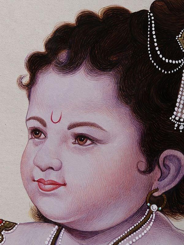 Exotic India Baby Krishna With Butterfly | Watercolor Painting 