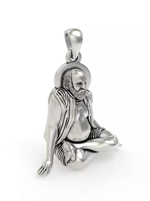 Exotic India Bajrangdas Bapa (Saint) Sterling Silver Pendant 