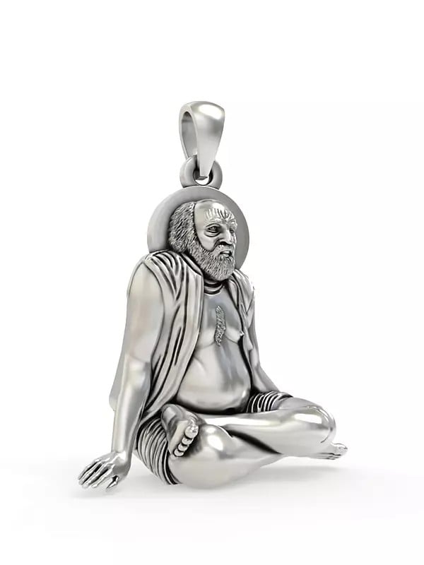 Exotic India Bajrangdas Bapa (Saint) Sterling Silver Pendant 