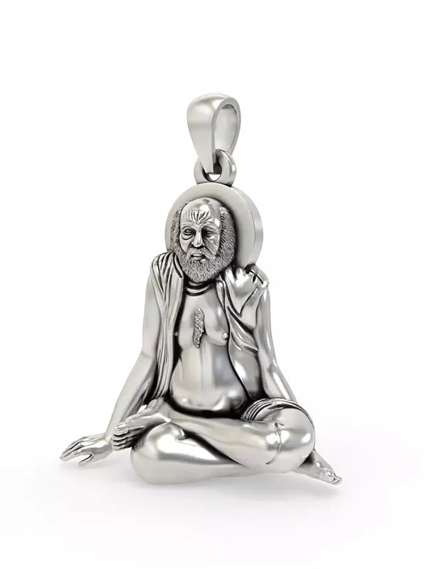 Exotic India Bajrangdas Bapa (Saint) Sterling Silver Pendant 