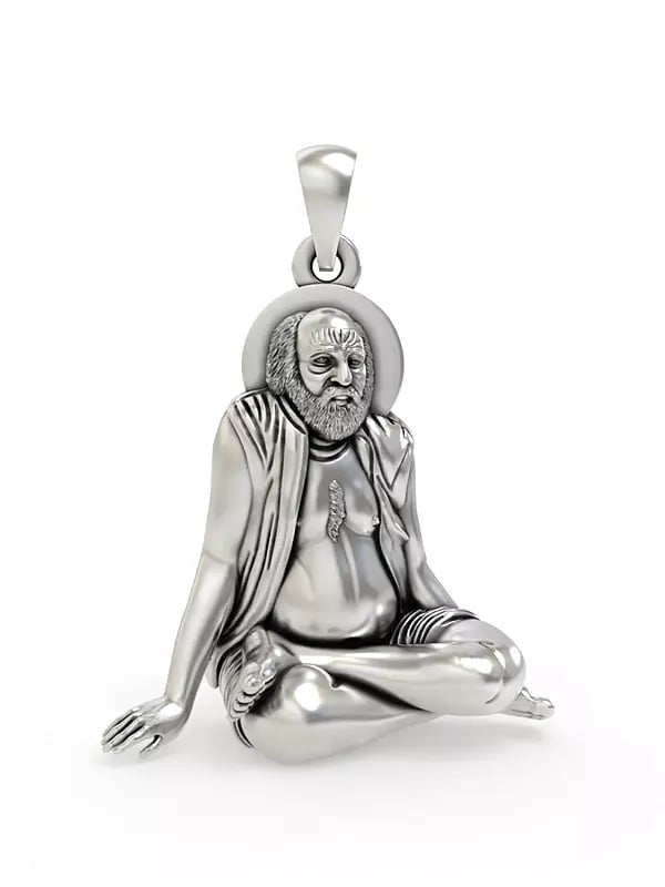 exotic india Bajrangdas Bapa (Saint) Sterling Silver Pendant