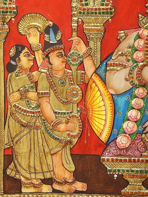 Exotic India Bal Krishna | 24 Karat Gold Work | Framed Tanjore Painting